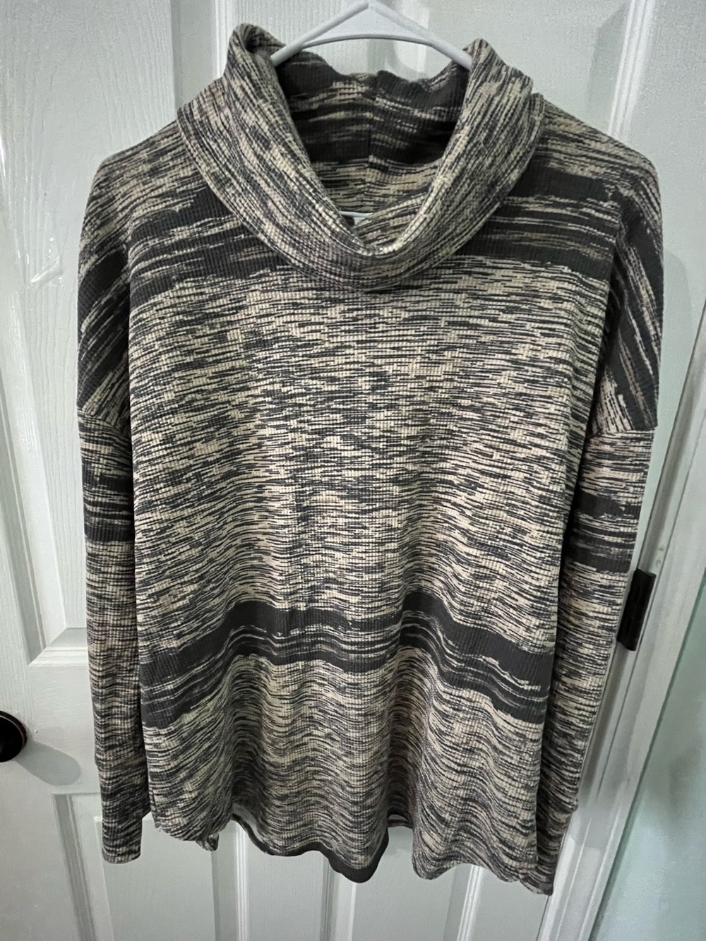 Women's Lularoe Cowl Neck Sweater - Gray/Cream